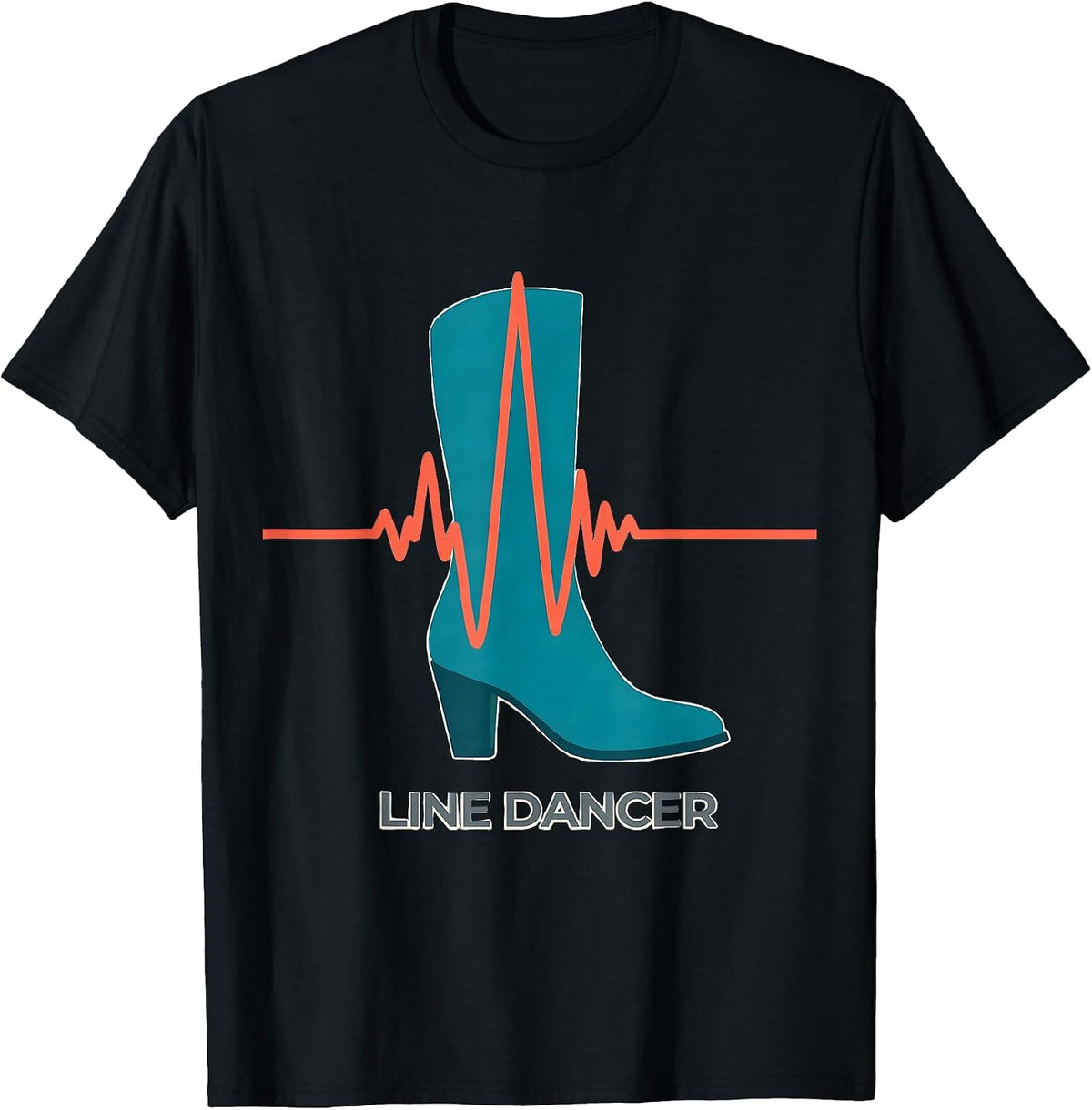 Men's Line Dancer Heartbeat EKG Pulse Line Dancing Hobby Pride T-Shirt - Black