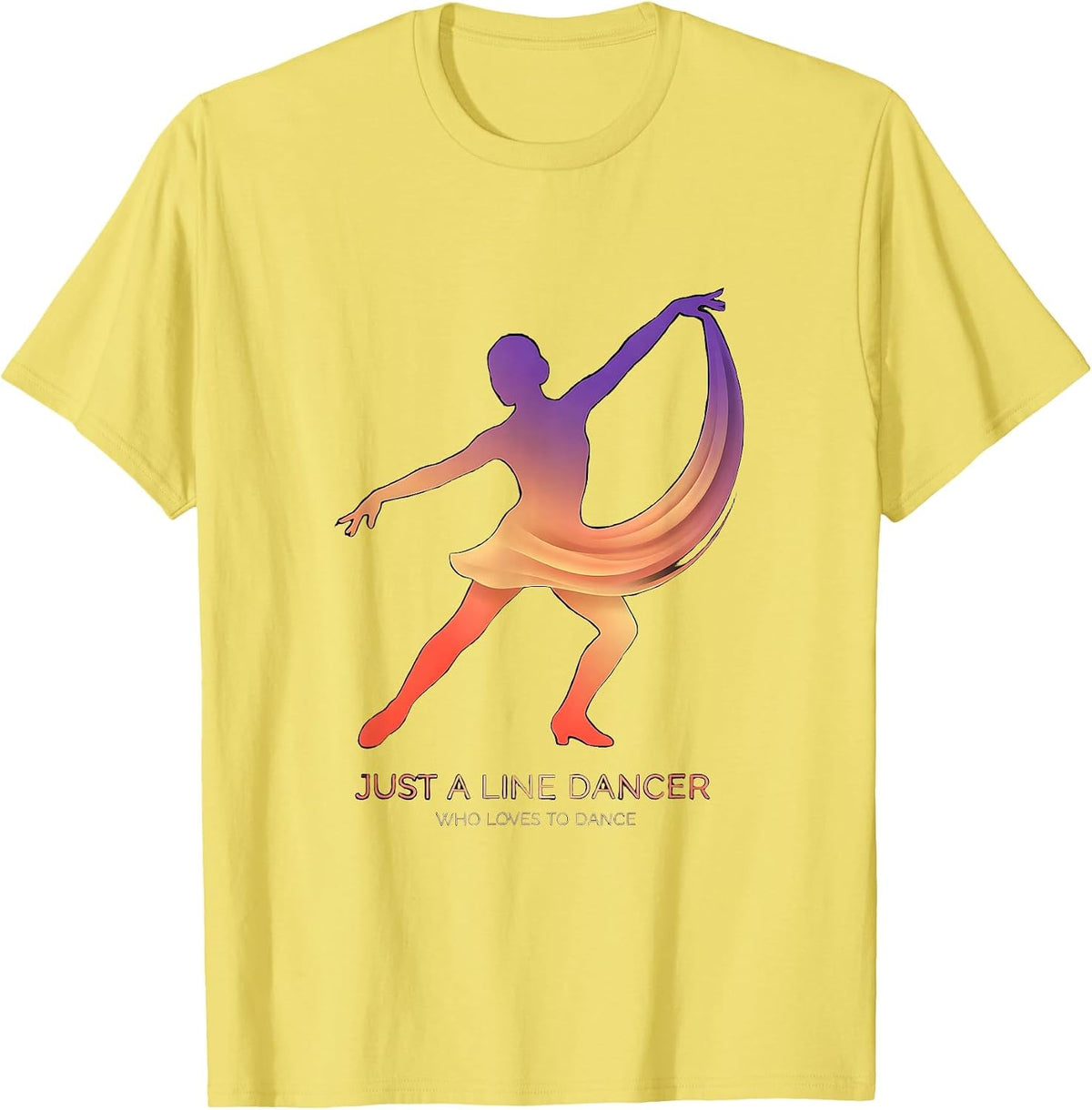 Men's Just A Line Dancer Who Loves To Dance Gradient Line Dance T-Shirt - Lemon Yellow