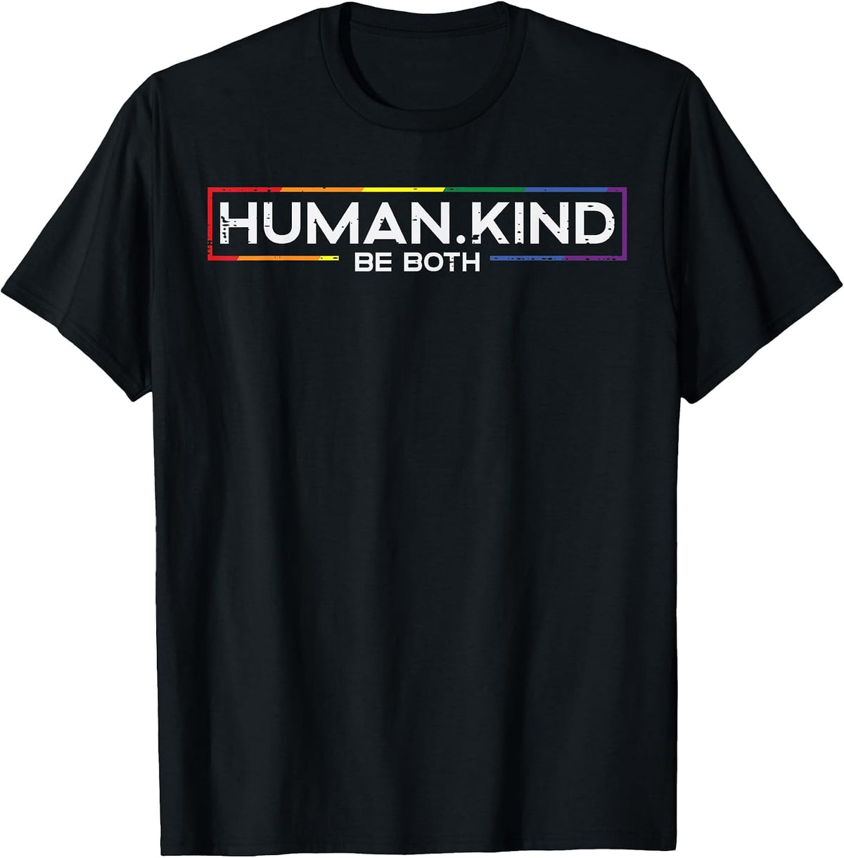 Gay Pride Month Human Kind LGBTQ Ally Rainbow Pride Shirt Tees and T Shirts for Men Women - Black