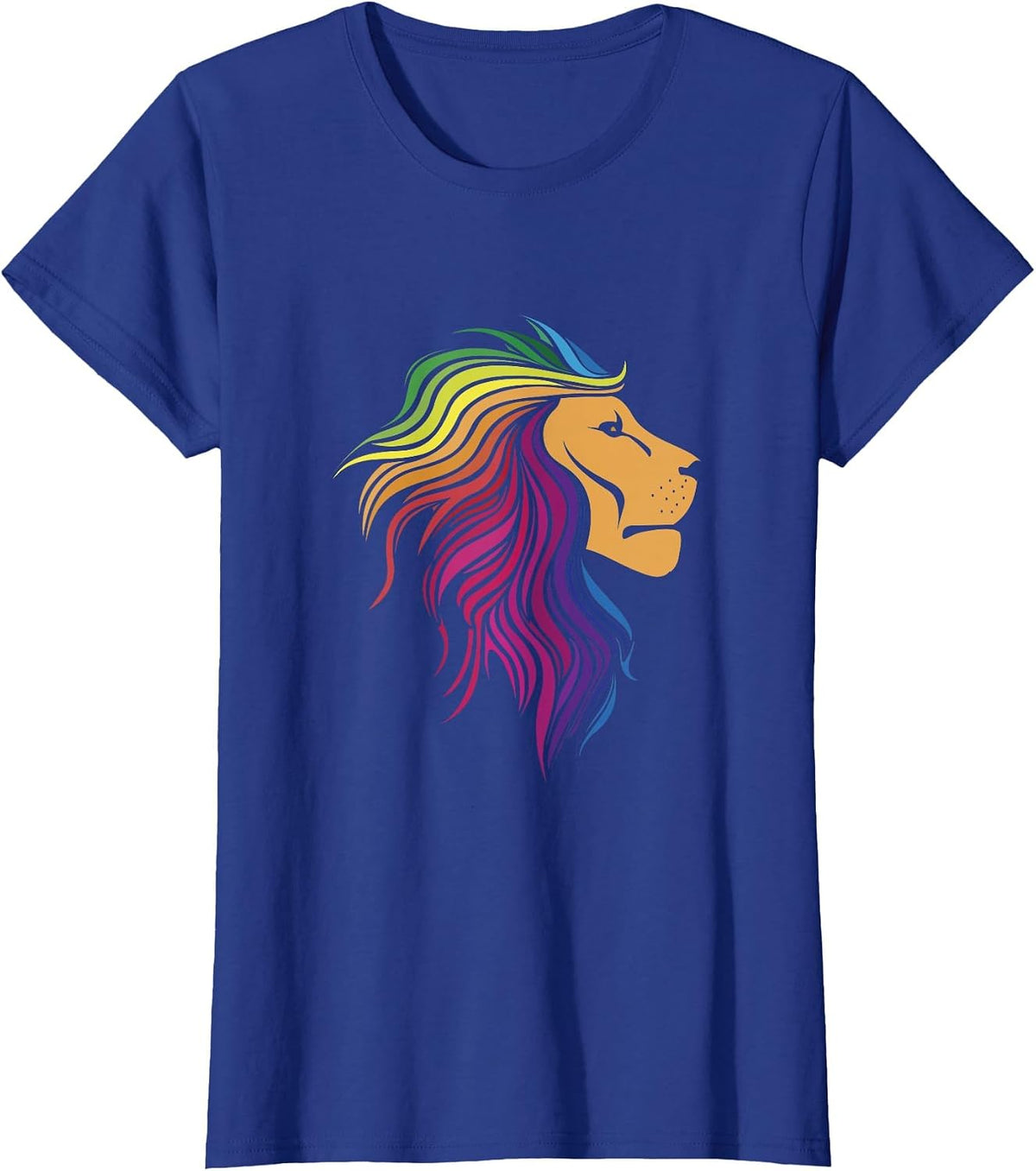 Rainbow Lion | Rainbow Lesbian Funny Pride Month T-Shirt - Royal Blue
