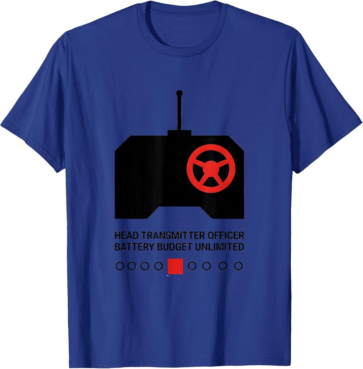 Head Transmitter Officer Battery Budget Unlimited RC Racer T-Shirt - Royal Blue