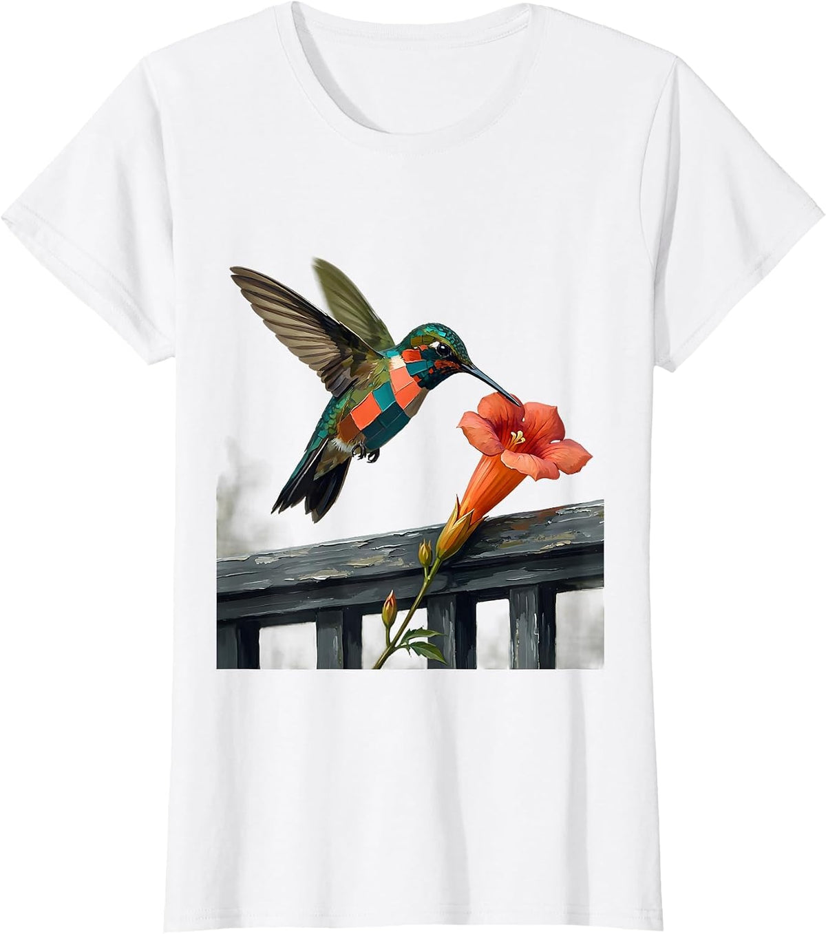 Hummingbird Porch Perch Nature Lover Birdwatching Humor T-Shirt - White
