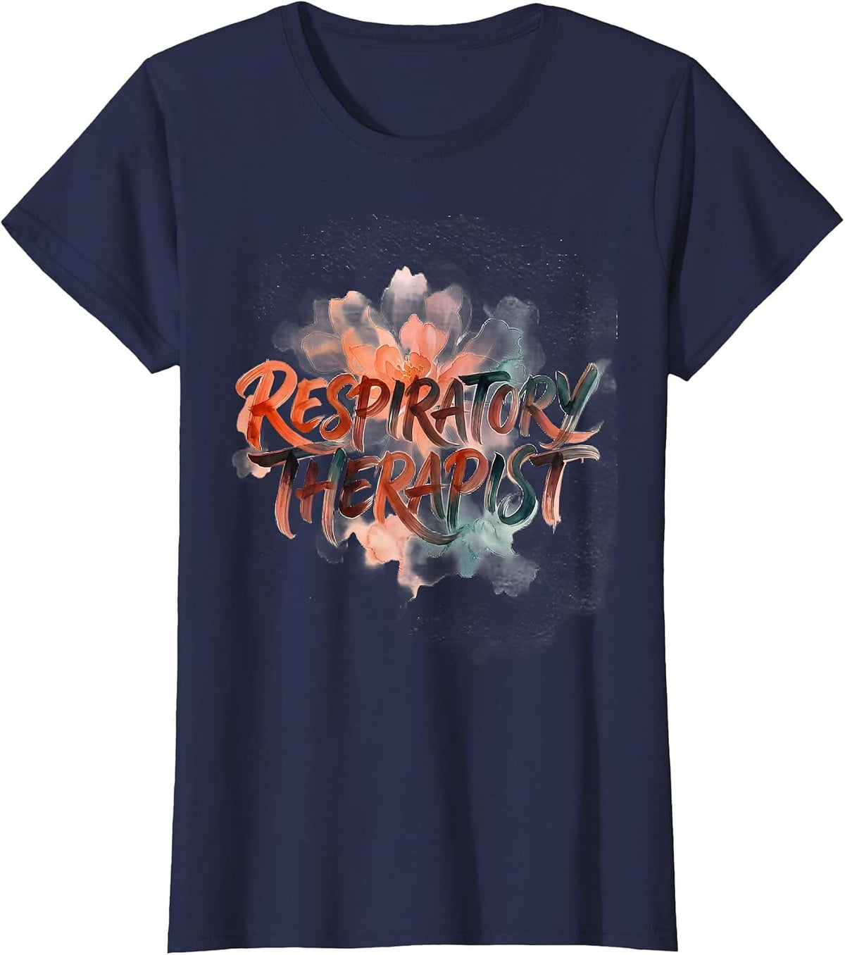 Women's Respiratory Therapist Watercolor Healthcare Appreciation T-Shirt - Navy Blue