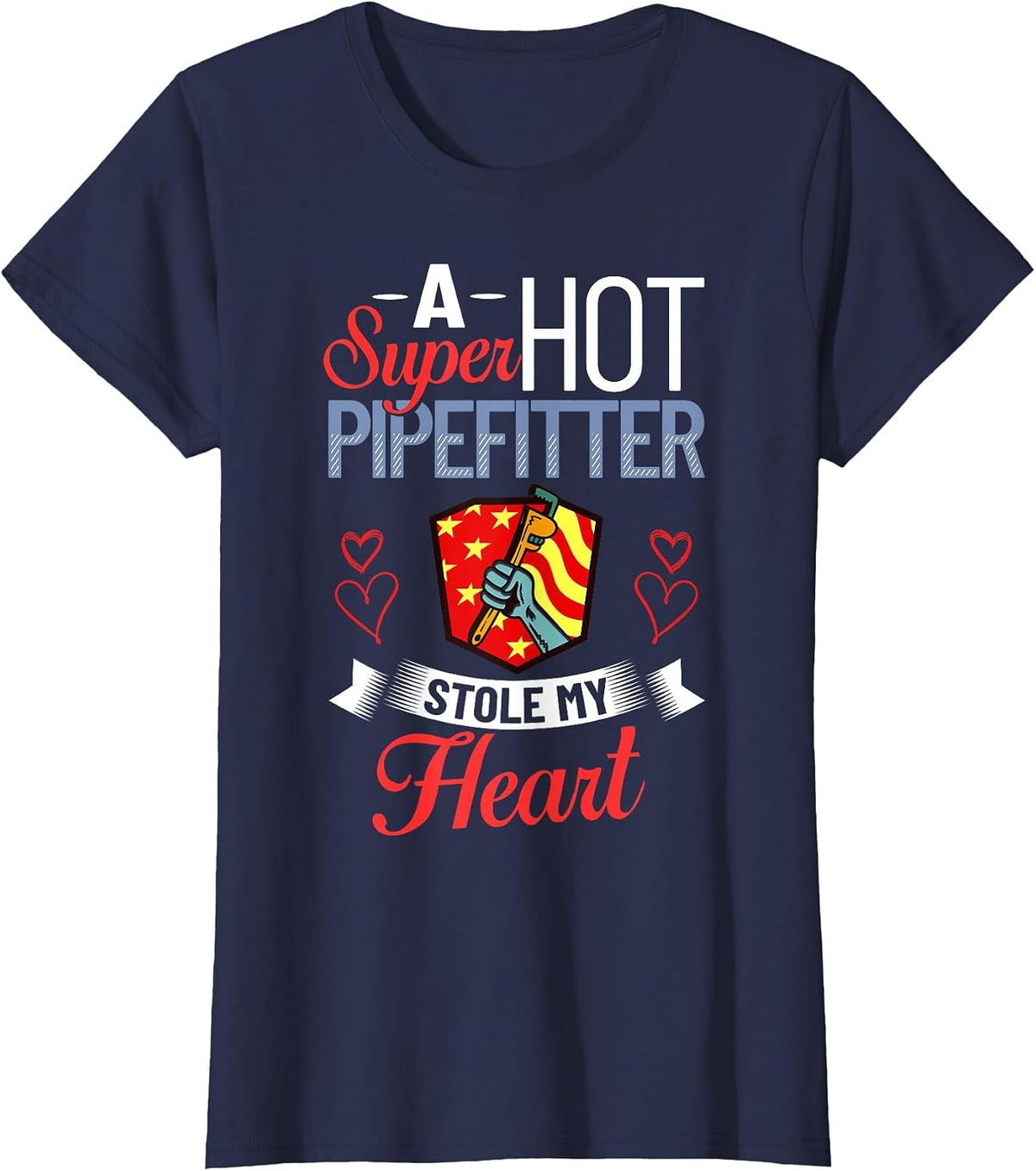 Plumber Wife Pipefitter Girlfriend Steamfitter T-Shirt - Navy Blue