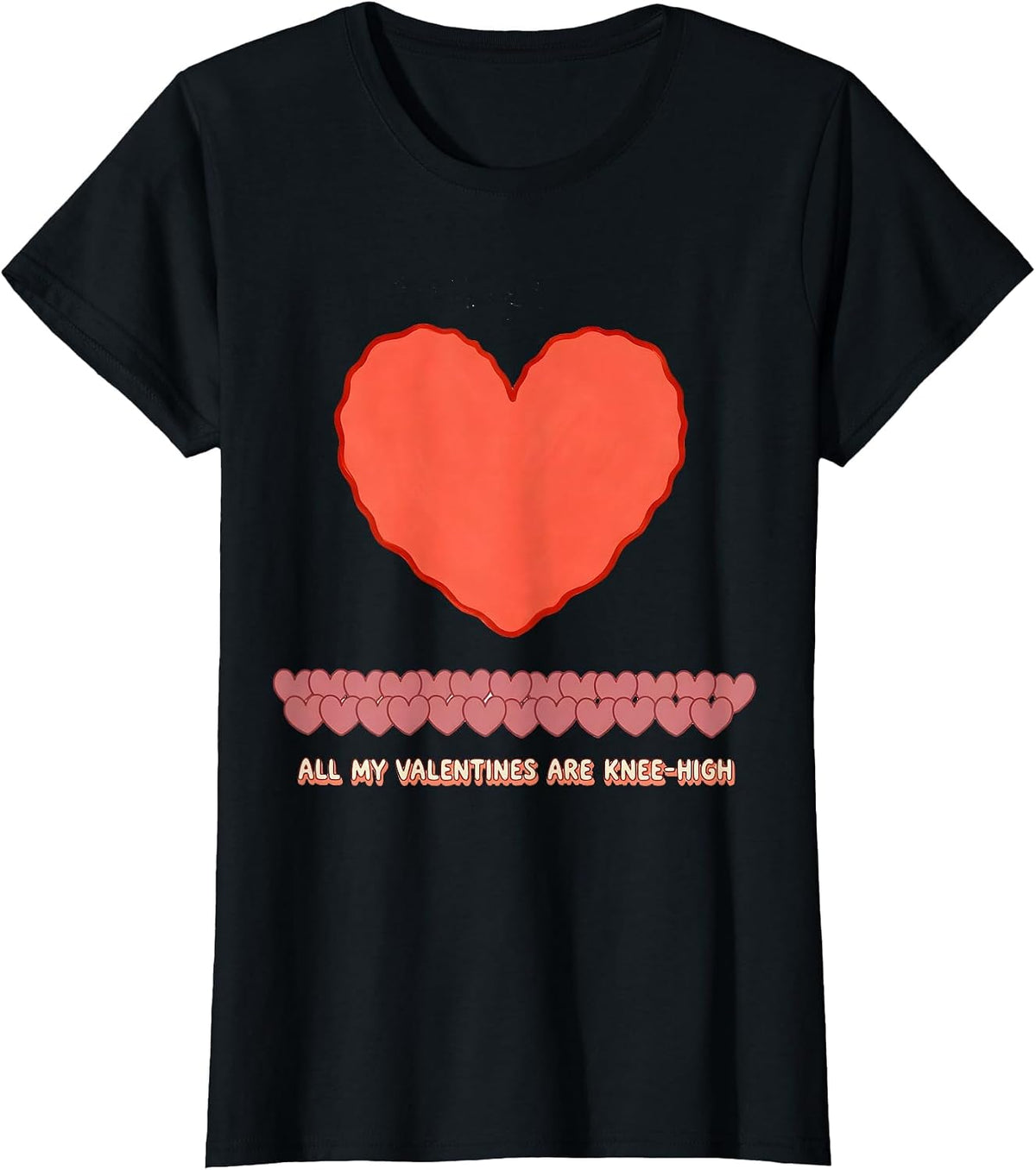 Women's All My Valentines Are Knee-High Funny Teacher Valentine Day T-Shirt - Black