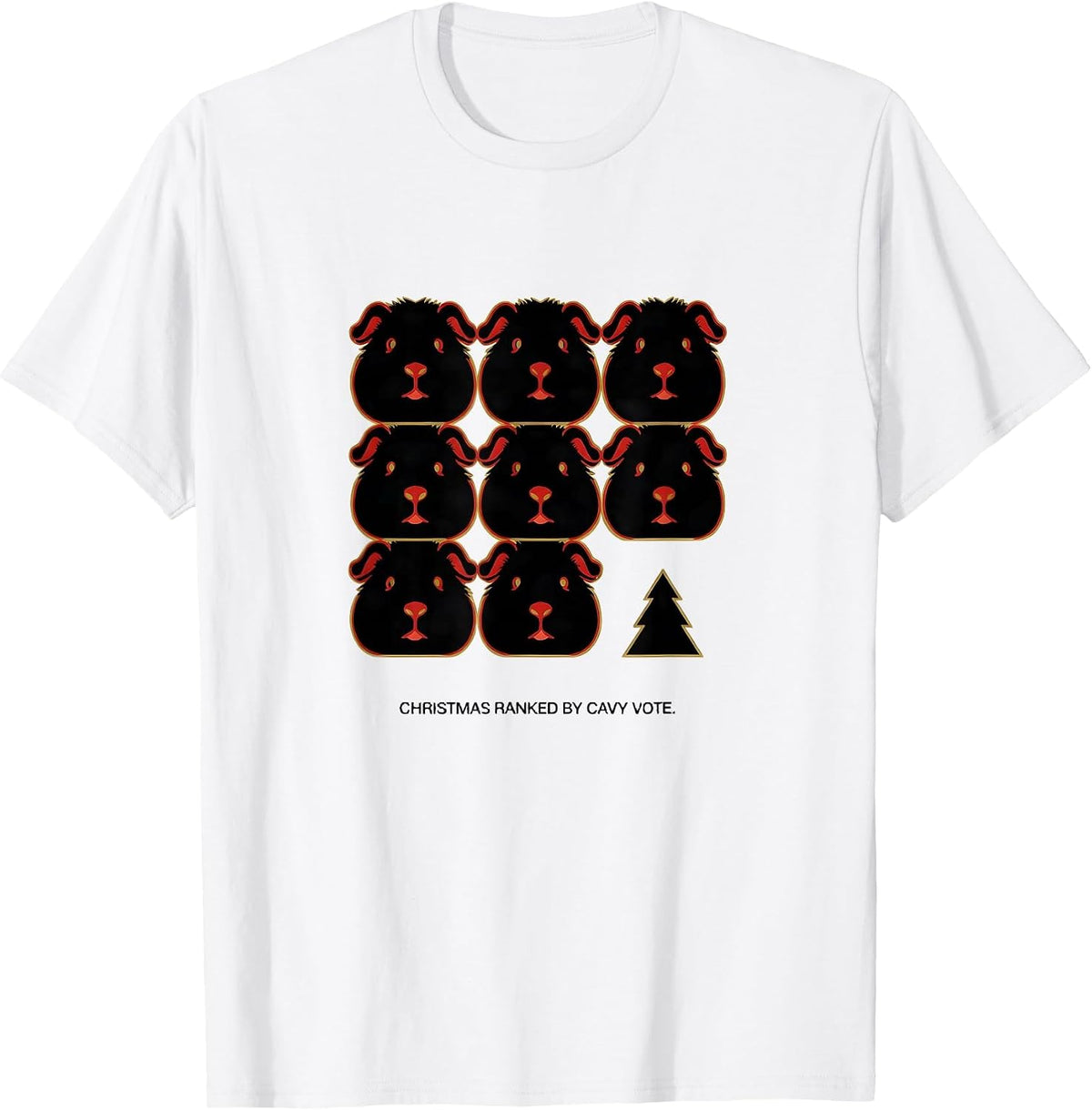 Men's Christmas Ranked By Cavy Vote Geometric Guinea Pig Humor T-Shirt - White