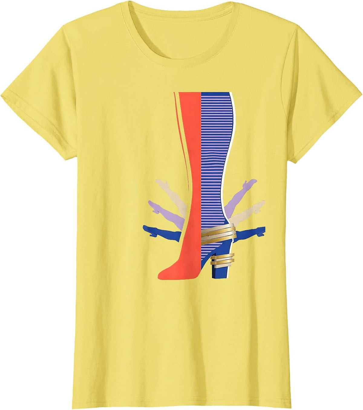 Showgirl Chorus Line Kick Dance Graphic Tee T-Shirt - Lemon Yellow