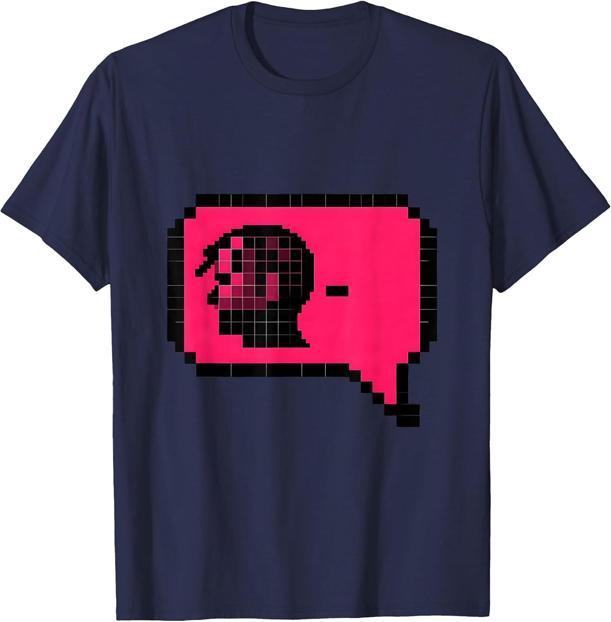 Men's Pixel Grid Chat Bubble Emo Nostalgia Scene Kid T-Shirt - Navy Blue