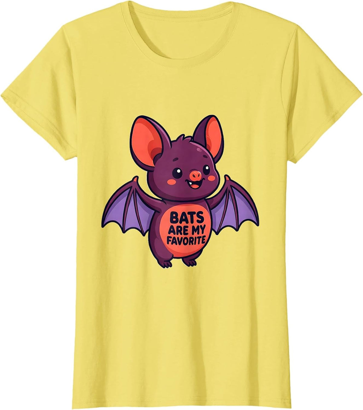 Women's Bats Are My Favorite Cute Kawaii Bat Lover Wildlife Humor T-Shirt - Lemon Yellow