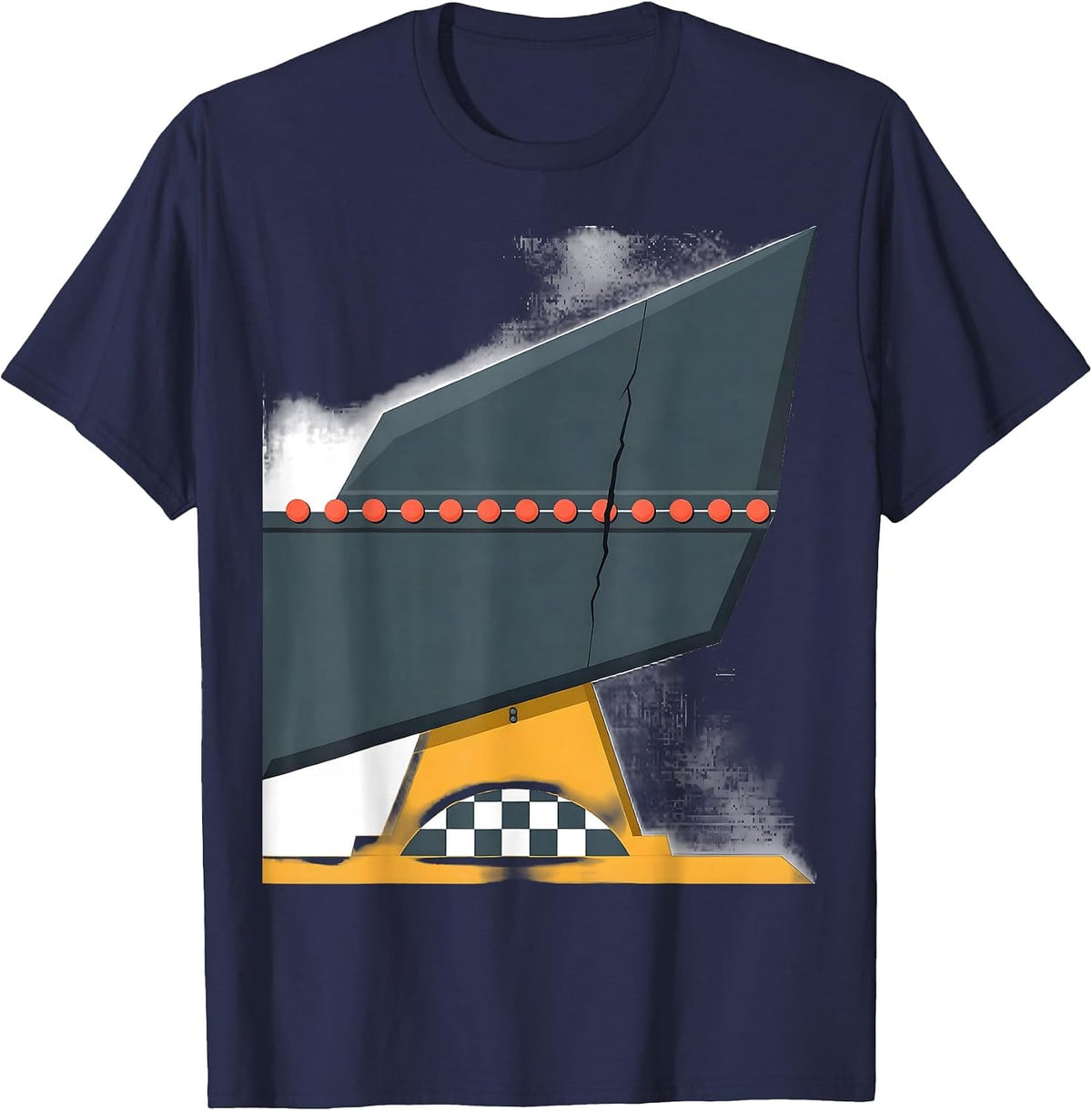 Men's Sprint-Car Wing Flat Vector Racing Enthusiast Humor T-Shirt - Navy Blue