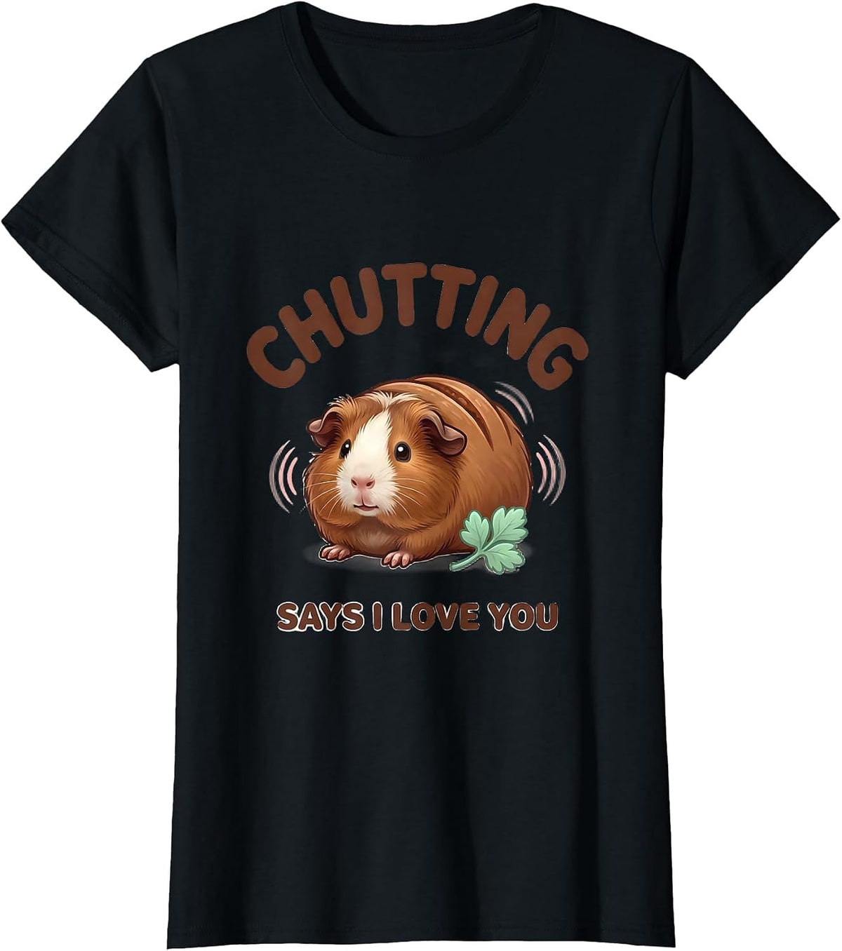 Women's Chutting Says I Love You Cute Kawaii Guinea Pig Lover Gift T-Shirt - Black