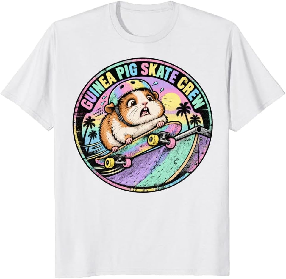 Vintage Devon Rex Skater Graphic Tee Skateboarding Cat Lover T-Shirt - S5
