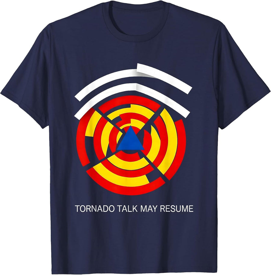 Tornado Talk May Resume Bauhaus Modernist Storm Chaser T-Shirt - Navy Blue