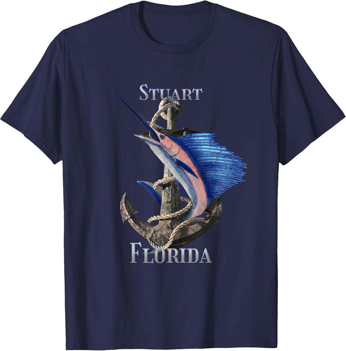 Stuart Florida Swordfish Marlin Ocean Fishing T-Shirt - Navy Blue