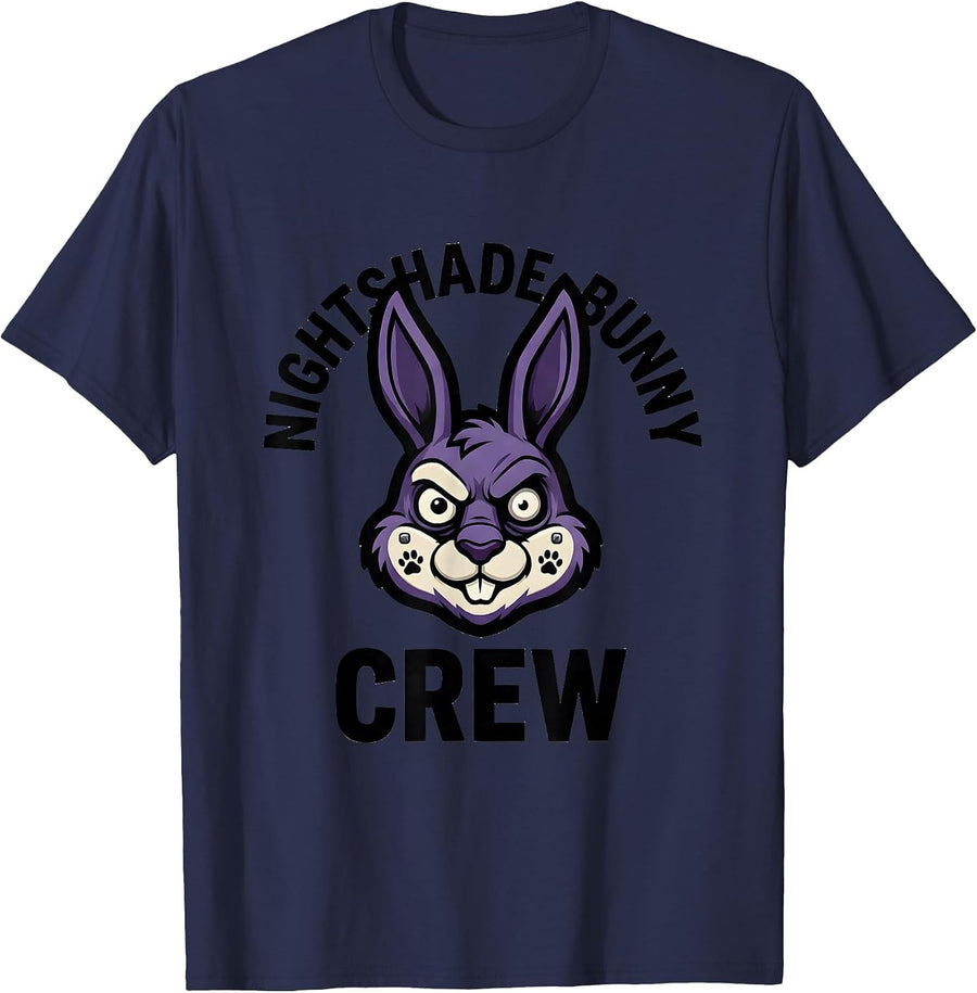 Nightshade Bunny Crew Creepy Cute Goth Bunny Horror T-Shirt - Navy Blue