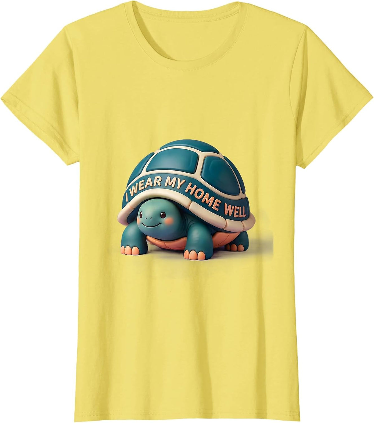 I Wear My Home Well Cute Kawaii Tortoise Pet Lover Humor T-Shirt - Lemon Yellow