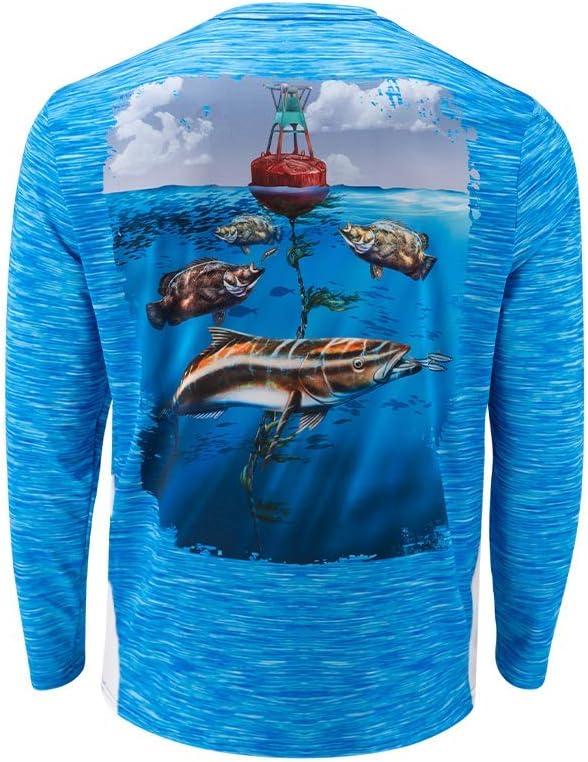 Salty Scales Cobia Triple Tail Long Sleeve Fishing Shirt for Men - As Pictured