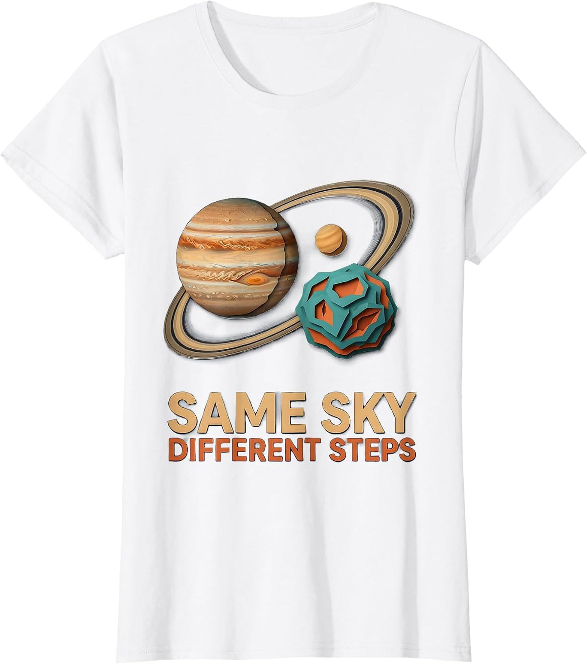 Same Sky Different Steps Paper Cutout Neurodiverse Universe T-Shirt - White