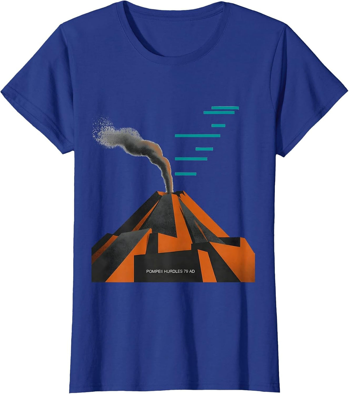 Women's Pompeii Hurdles 79 AD Midcentury Modern Volcano History T-Shirt - Royal Blue