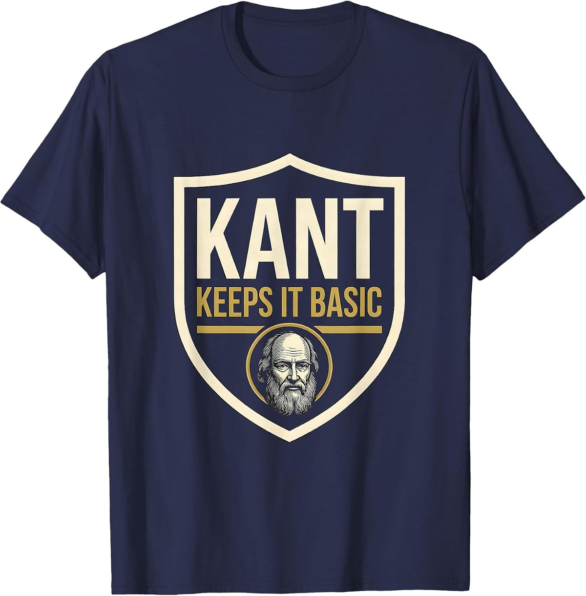 Men's Kant Keeps It Basic Funny Philosopher Pun Sarcastic Humor T-Shirt - Navy Blue