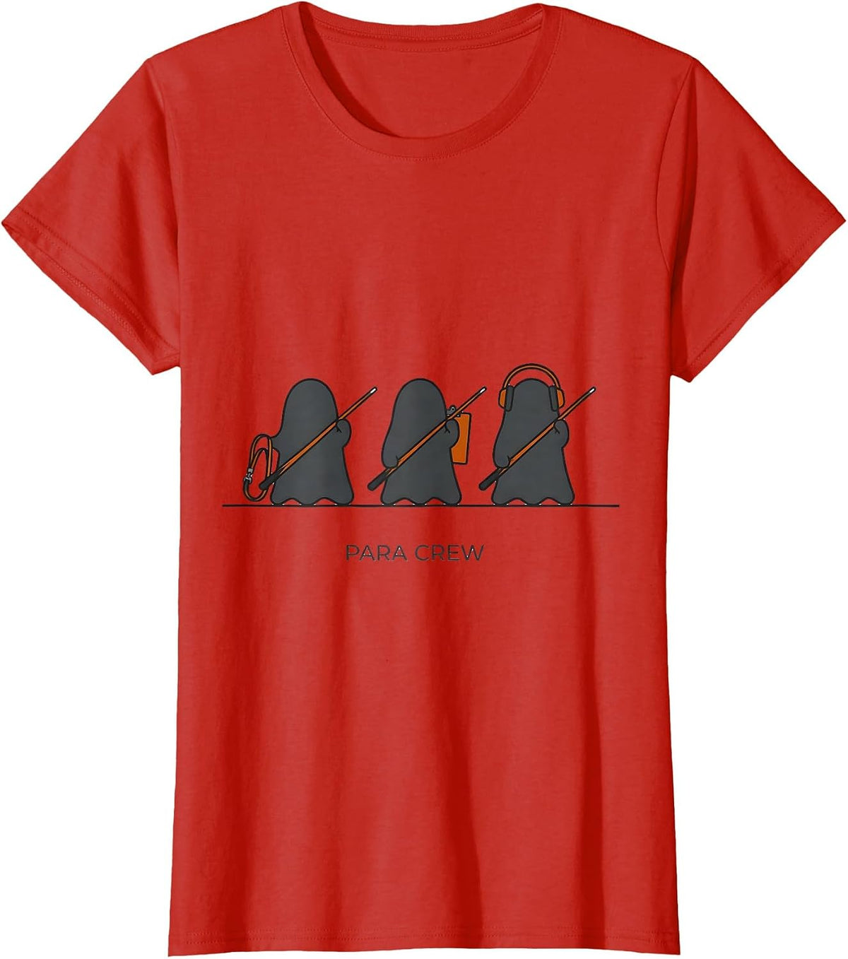 Para Crew Minimalist Ghost Paraprofessional Halloween Humor T-Shirt - Red