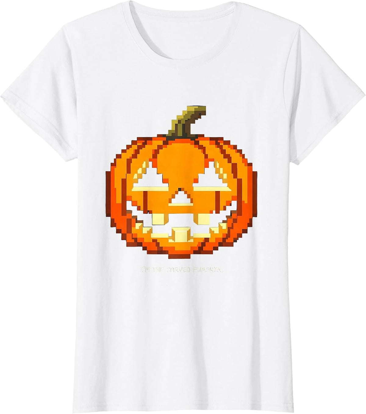 Women's I'm The Carved Pumpkin Pixel Art Halloween Costume Funny T-Shirt - White
