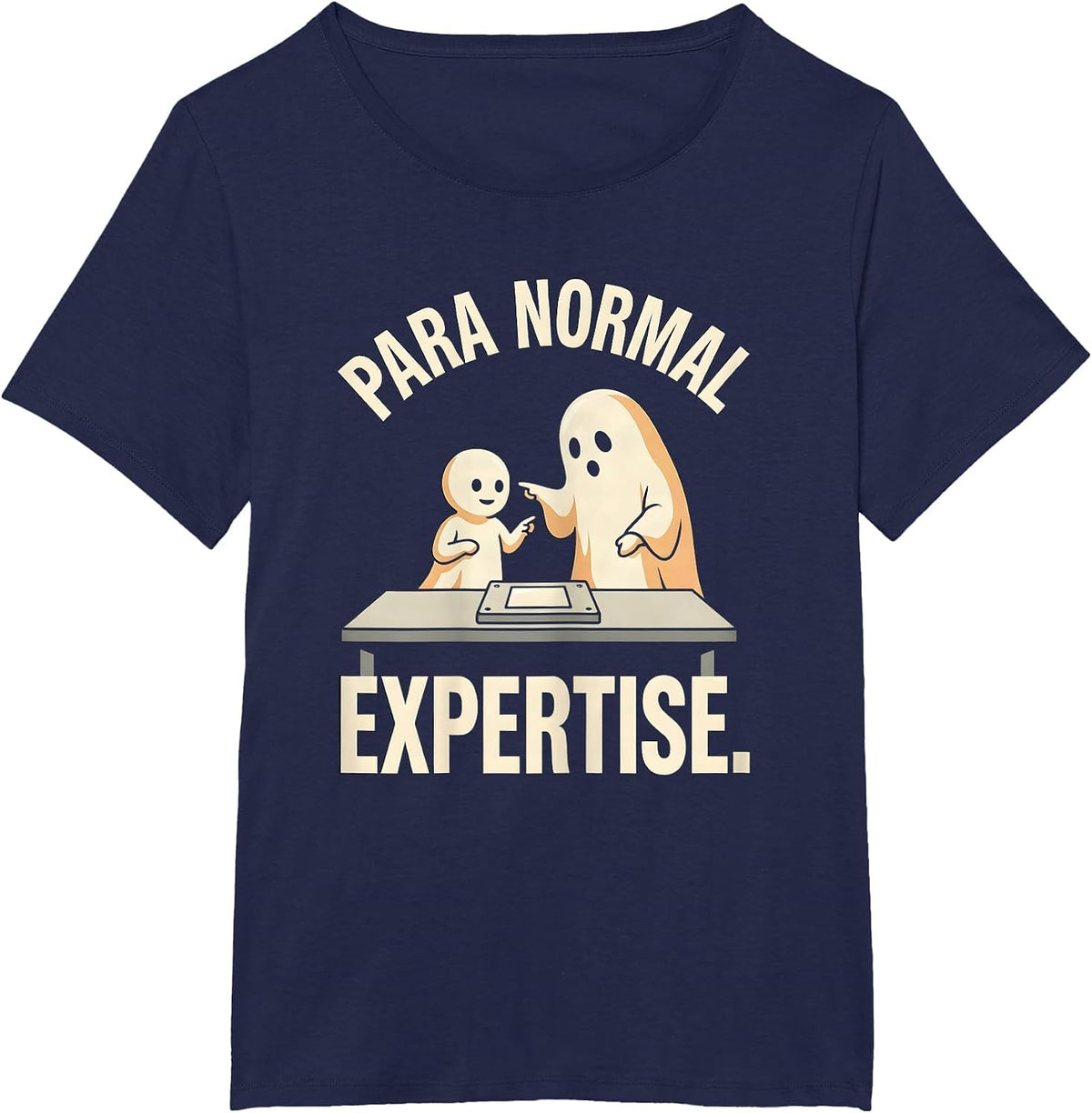 Women's Para Normal Expertise Funny Paraprofessional Halloween Ghost T-Shirt - Navy Blue
