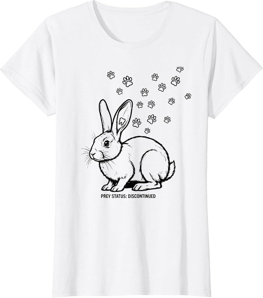 Women's Prey Status Discontinued Creepy Cute Alt Goth Horror Bunny T-Shirt - White