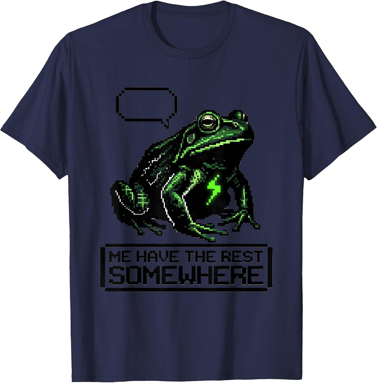 Me Have The Rest Somewhere Pixel Art Absurdist Frog Meme T-Shirt - Navy Blue