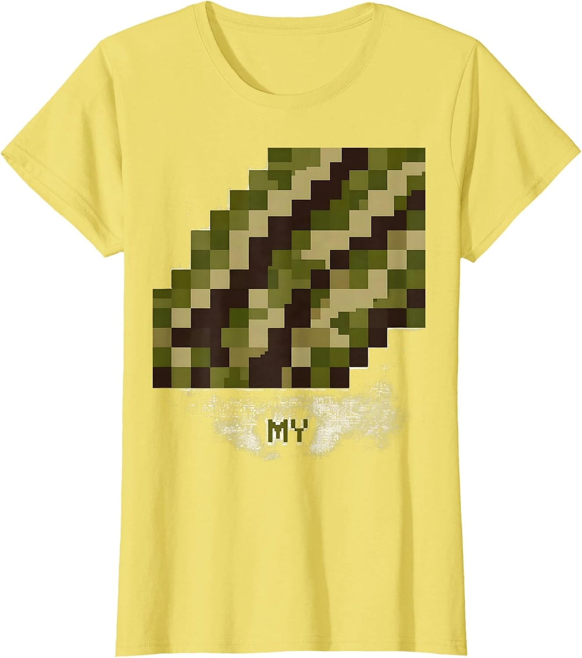 MY Camo Pixel Art Boys Casual Novelty T-Shirt - Lemon Yellow