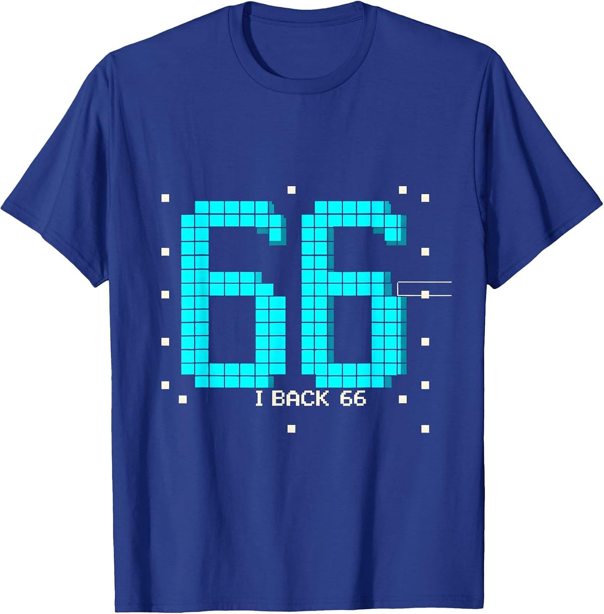 I Back 66 Pixel Art Lucky Number Novelty T-Shirt - Royal Blue