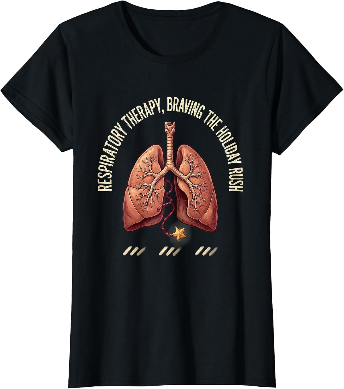 Women's Respiratory Therapy Braving The Holiday Rush Respiratory T-Shirt - Black