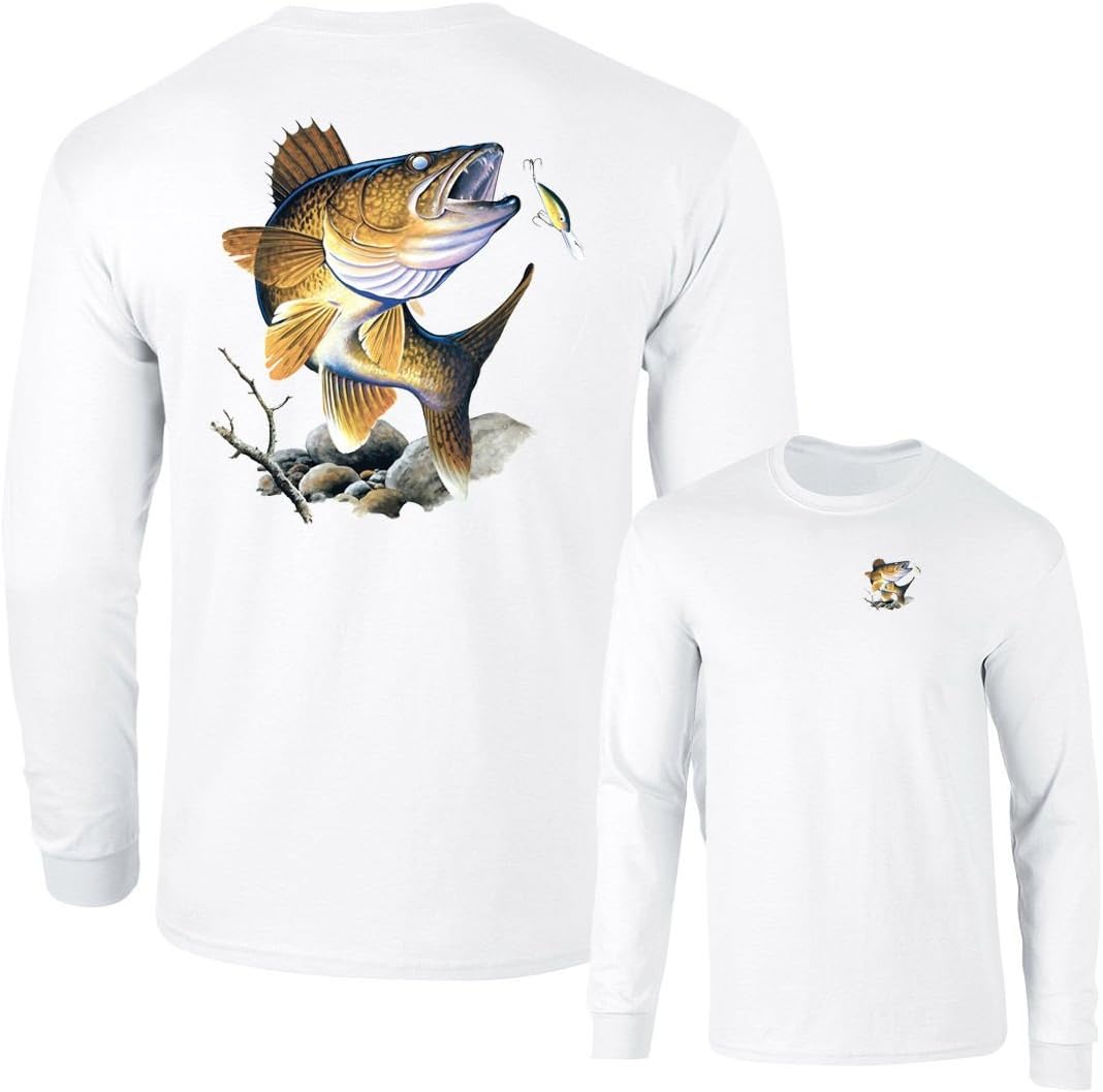 Walleye Going Lure Fishing Long Sleeve T-Shirt Gear - White