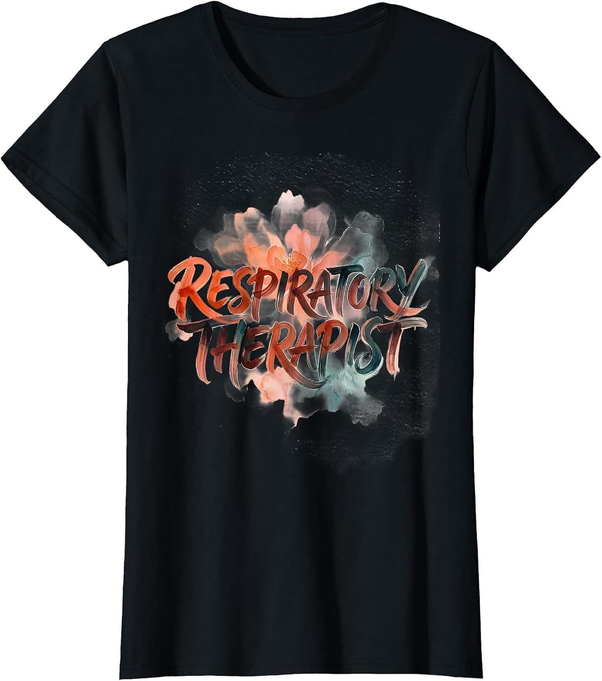 Women's Respiratory Therapist Watercolor Healthcare Appreciation T-Shirt - Black