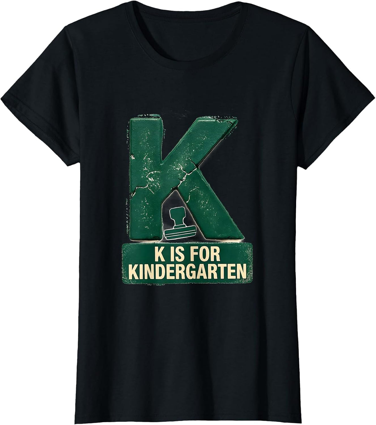K Is For Kindergarten Teacher Back To School Rubber Stamp T-Shirt - Black