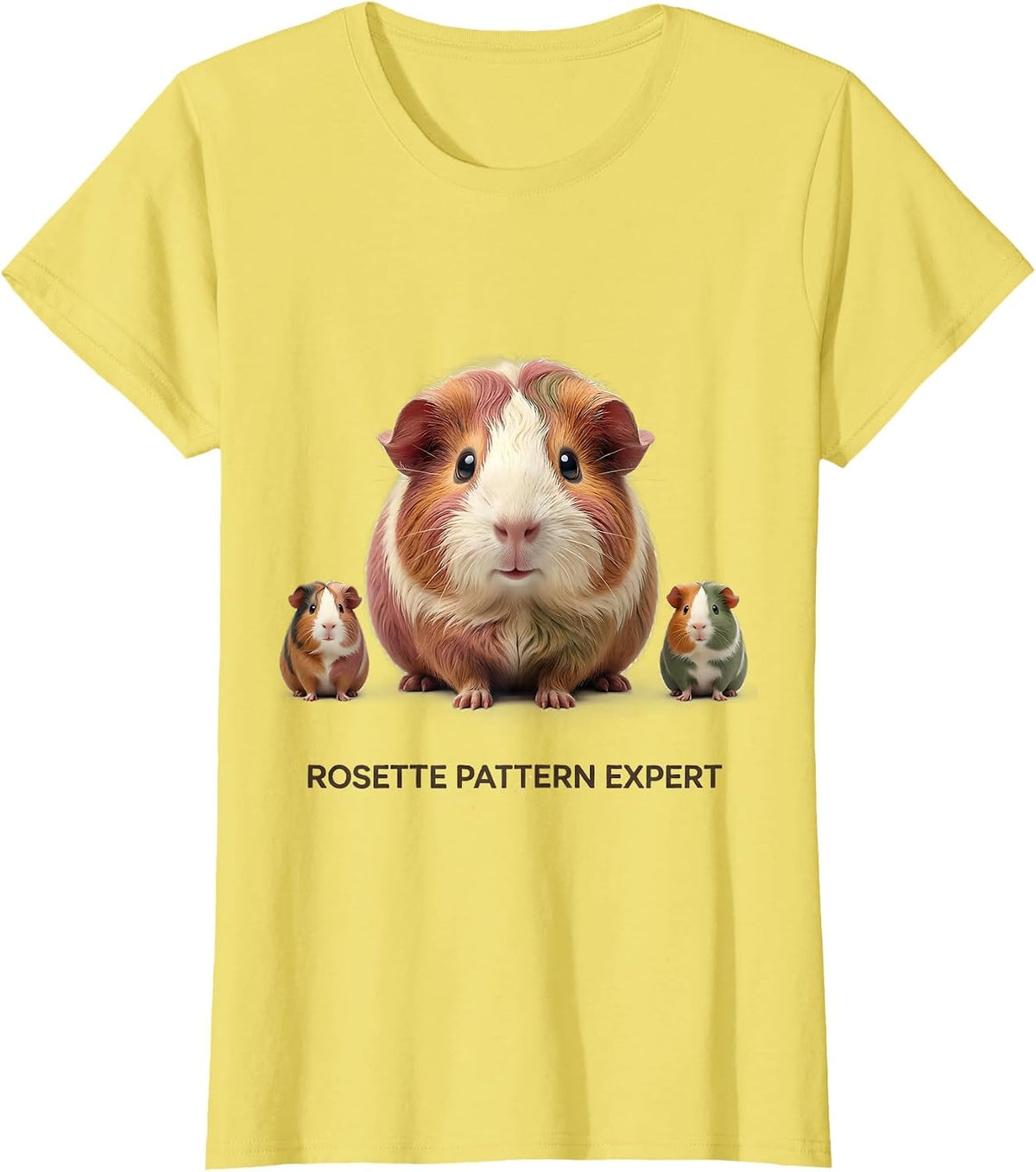 Women's Rosette Pattern Expert Cute Kawaii Guinea Pig Lover Gift T-Shirt - Lemon Yellow