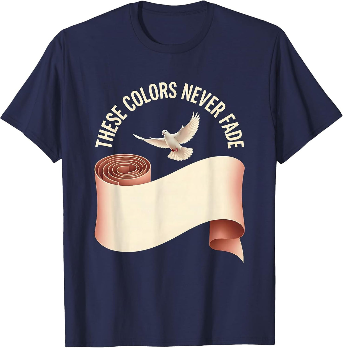 These Colors Never Fade Pride Flag Design T-Shirt - Navy Blue
