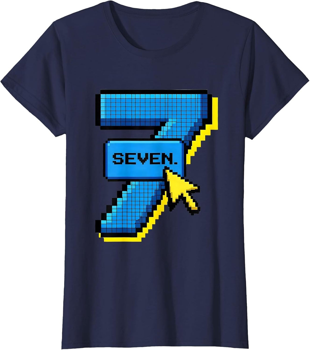 Women's SEVEN Pixel Art Funny Halloween Couple Costume T-Shirt - Navy Blue