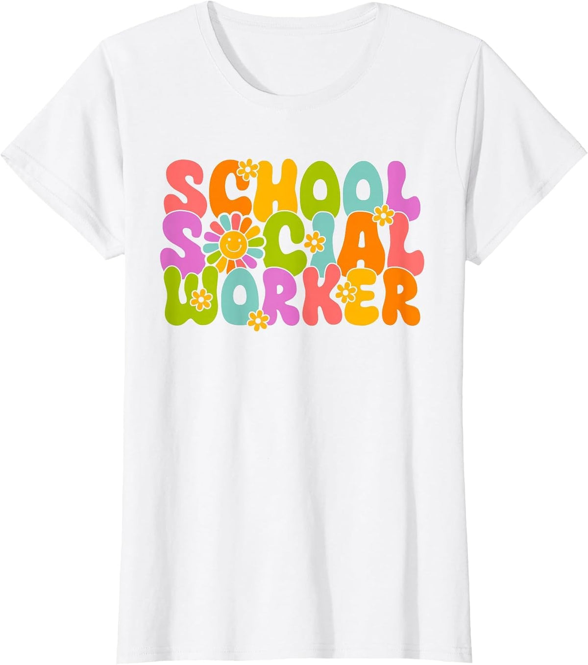 Groovy School Social Worker Coping Skills Back to School T-Shirt - White