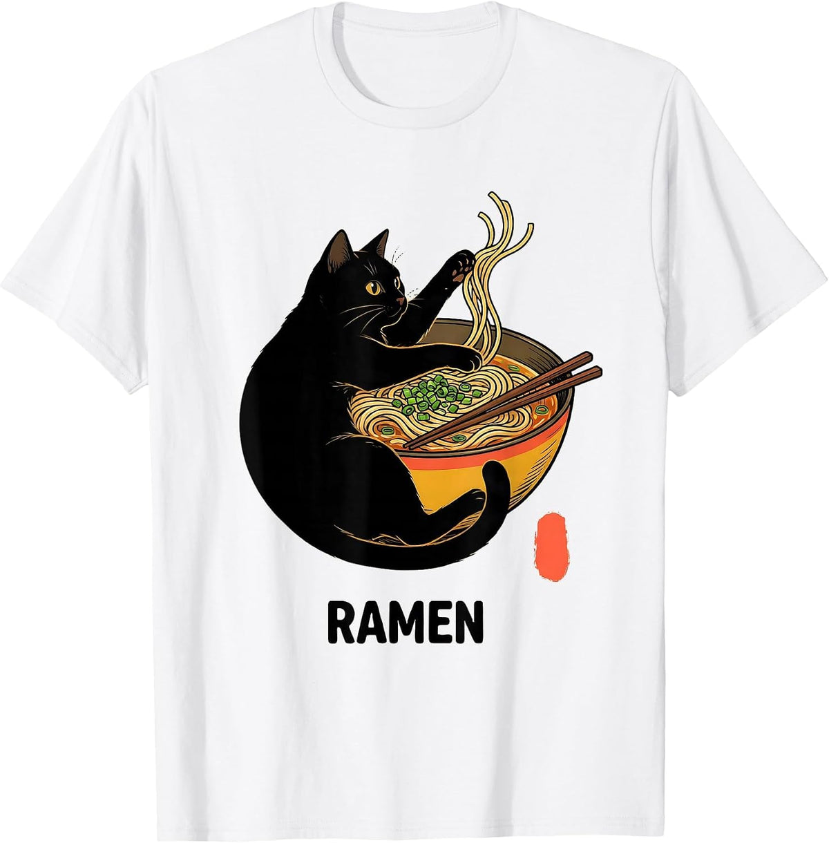Men's RAMEN Bold Kawaii Anime Cat Ramen Lover Gift T-Shirt - White