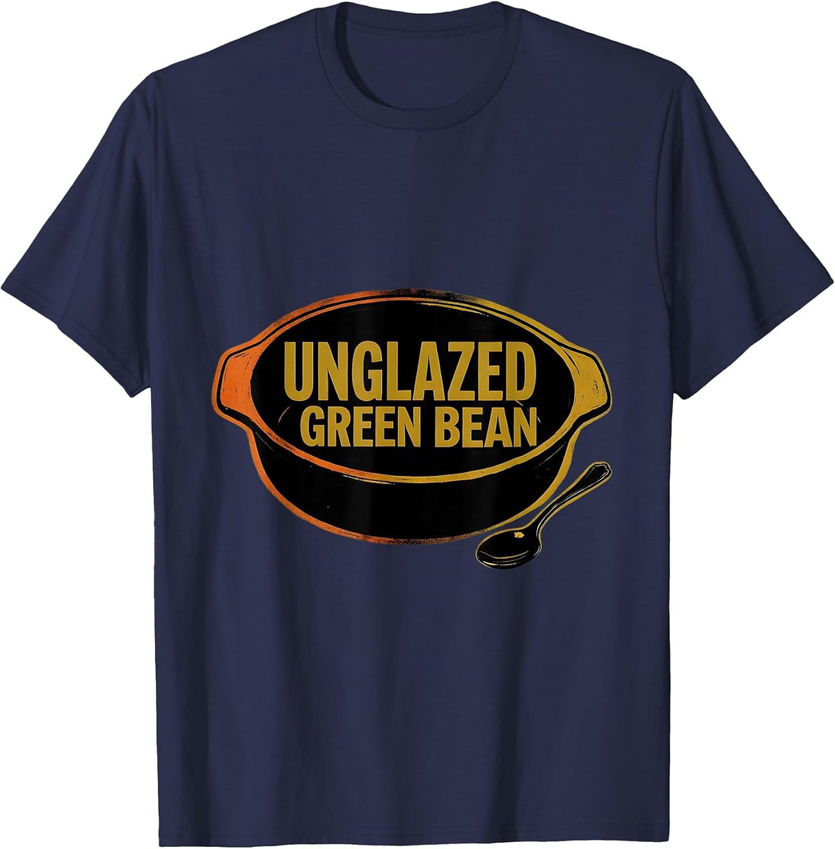 Men's Unglazed Green Bean Funny Thanksgiving Couple Matching Pun T-Shirt - Navy Blue