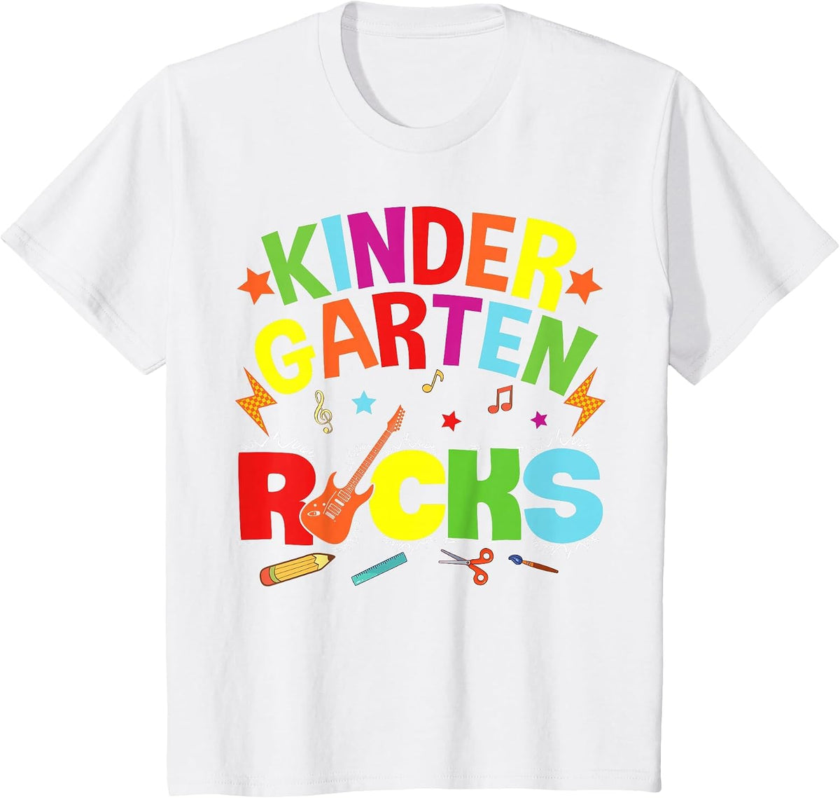 Hello Kindergarten Rocks Teacher Team Vibes Rockstar T-Shirt - White