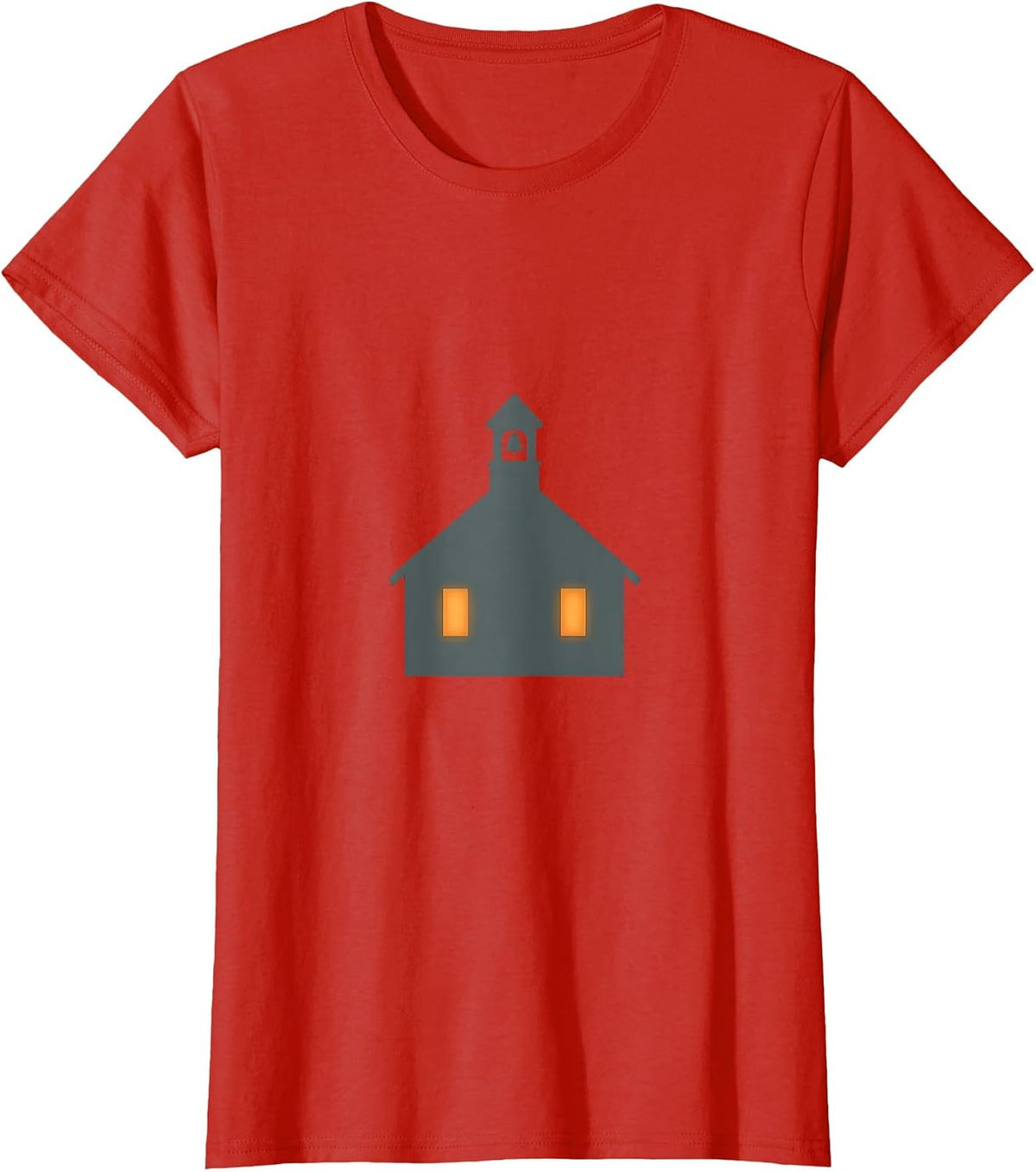Third Grade Teacher Schoolhouse Dusk Illustration T-Shirt - Red