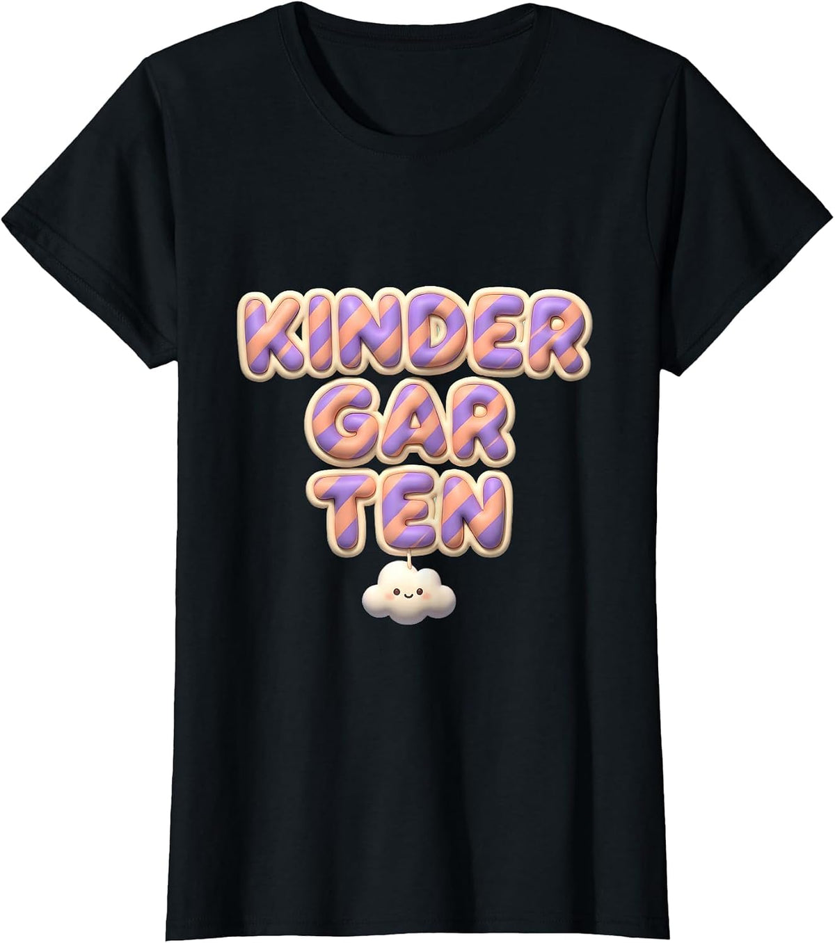 Kindergarten Cute Kawaii Preppy Grade Level Teacher Back T-Shirt - Black