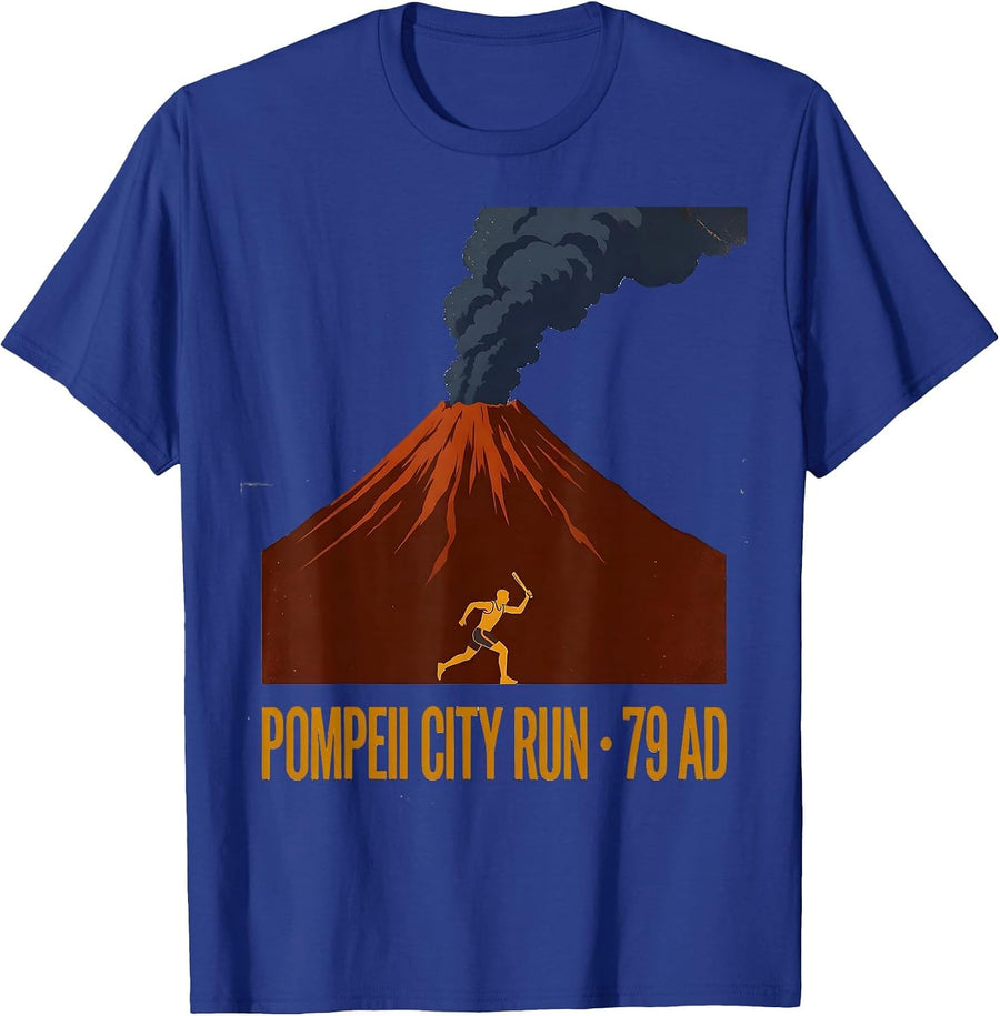 Pompeii City Run 79 AD Vintage Funny History Buff Geography T-Shirt - Royal Blue