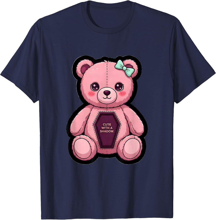 Cute With A Shadow Pastel Goth Kawaii Witchy Teen T-Shirt - Navy Blue