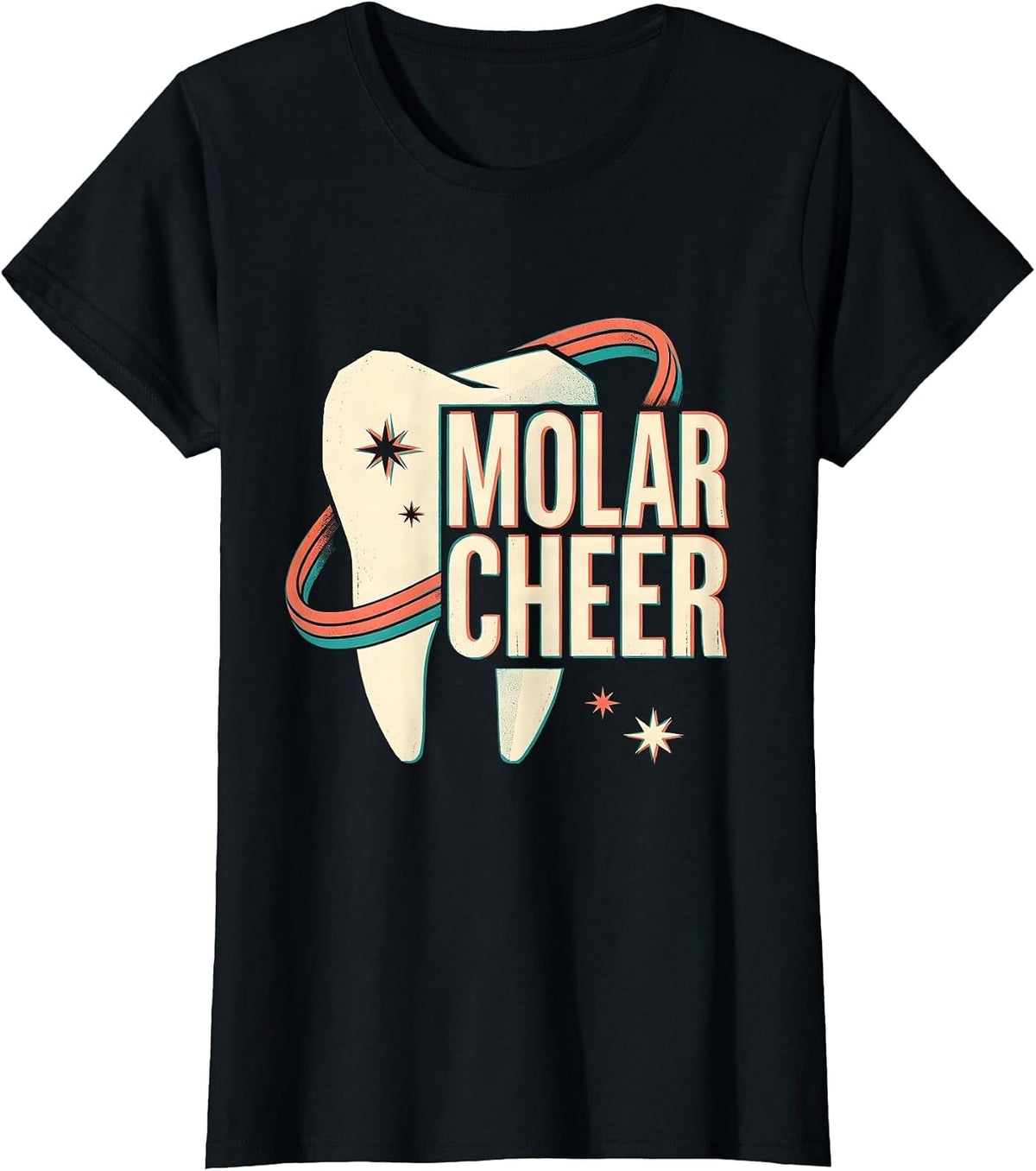 Molar Cheer Midcentury Modern Dental Christmas Humor Dental T-Shirt - Black