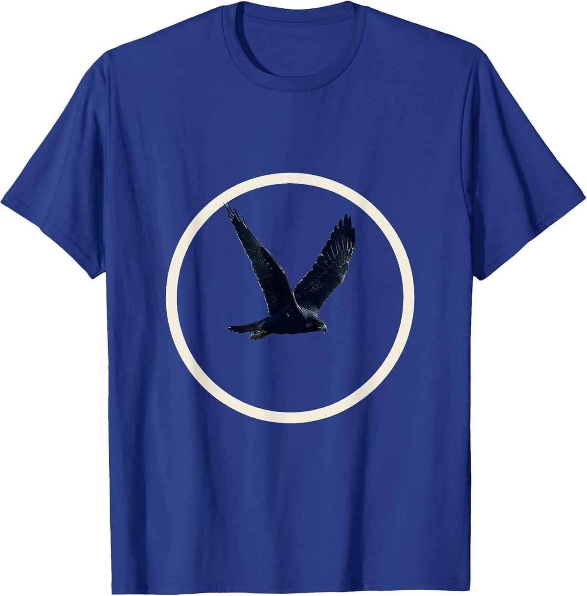 Men's Falcon Diving Through Open Blue Sky Illustration T-Shirt - Royal Blue