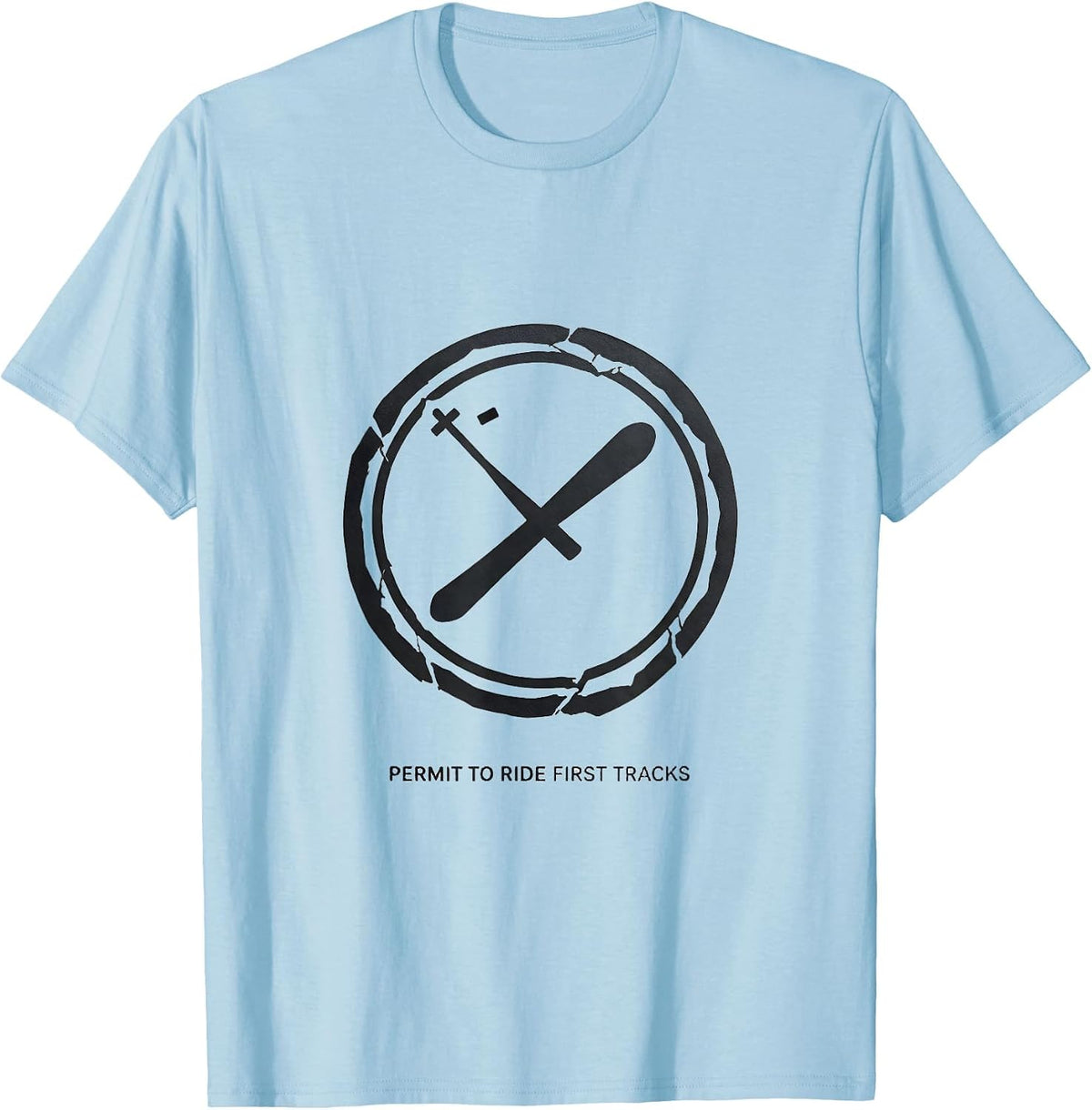 Men's Permit To Ride First Tracks Funny Ski Snowboarder Gift T-Shirt - Baby Blue