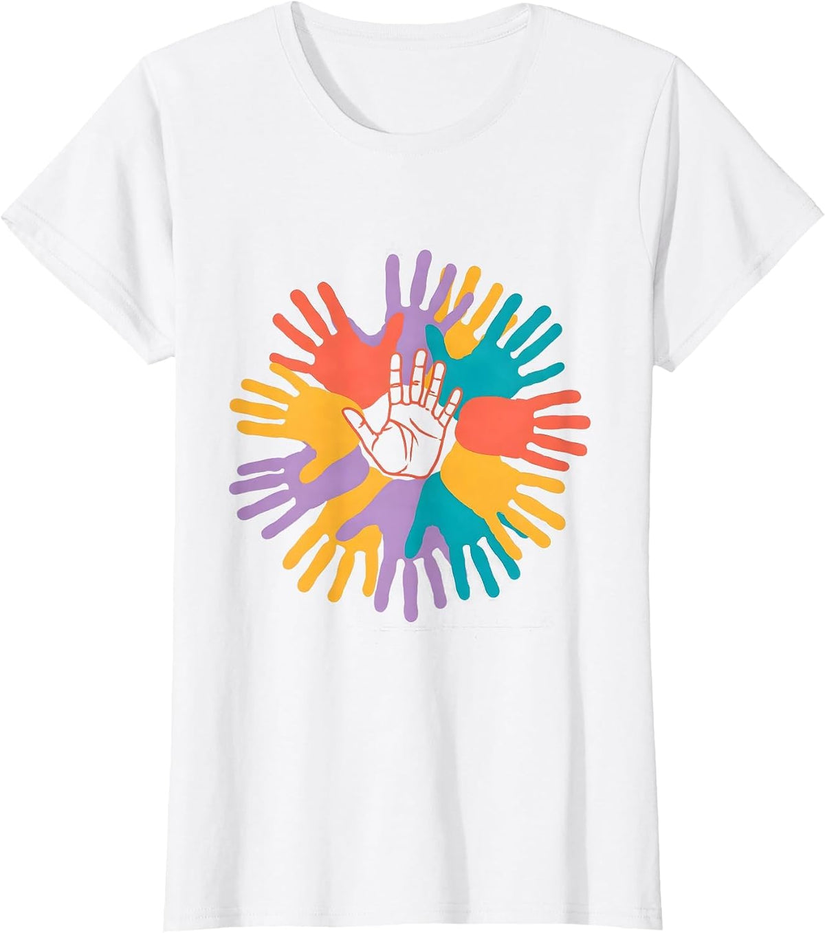 Women's Kindergarten Teacher Little Handprints Art T-Shirt - White